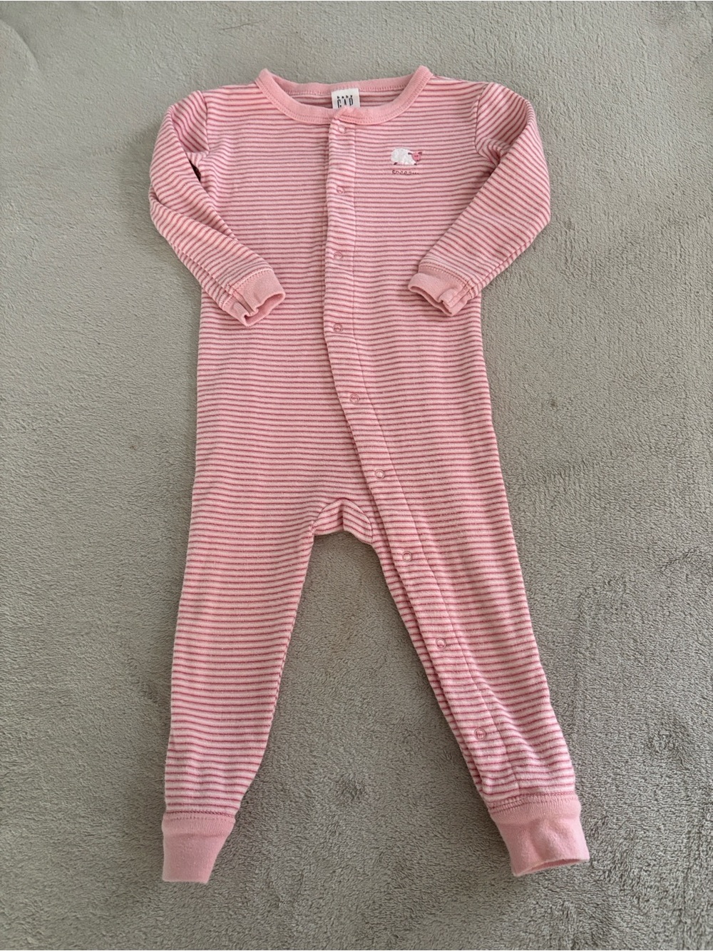 GAP Pink Striped Baby Footed One-Piece